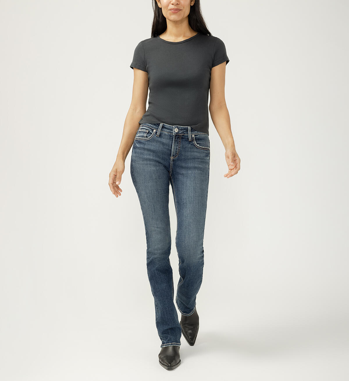 Elyse Mid Rise Slim Bootcut Jeans, , hi-res image number 0