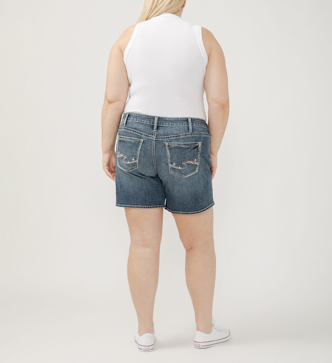 Buy Boyfriend Mid Rise Luxe Stretch Shorts Plus Size for USD