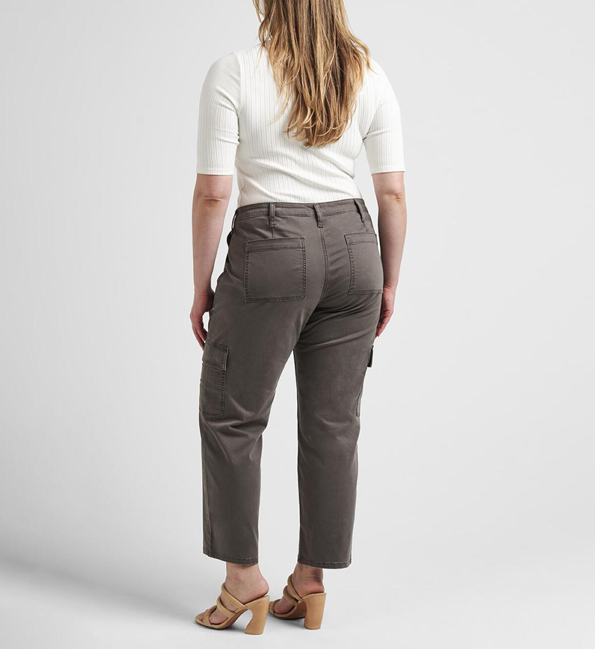 Suki Mid Rise Straight Leg Cargo Pants Plus Size, Grey, hi-res image number 1