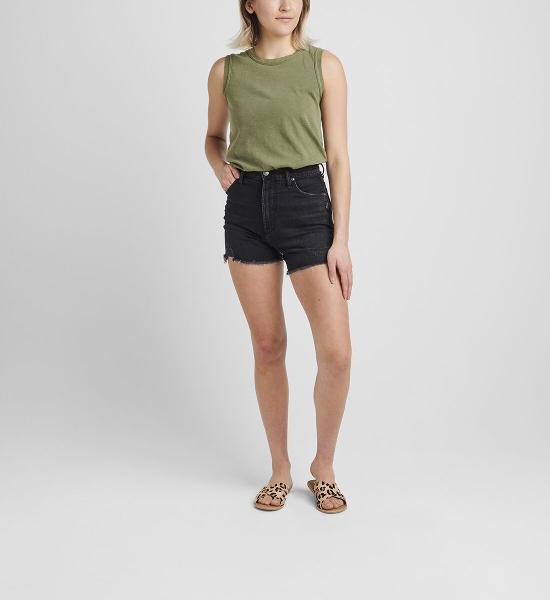 90s Baggy High Rise Short - Silver Jeans US