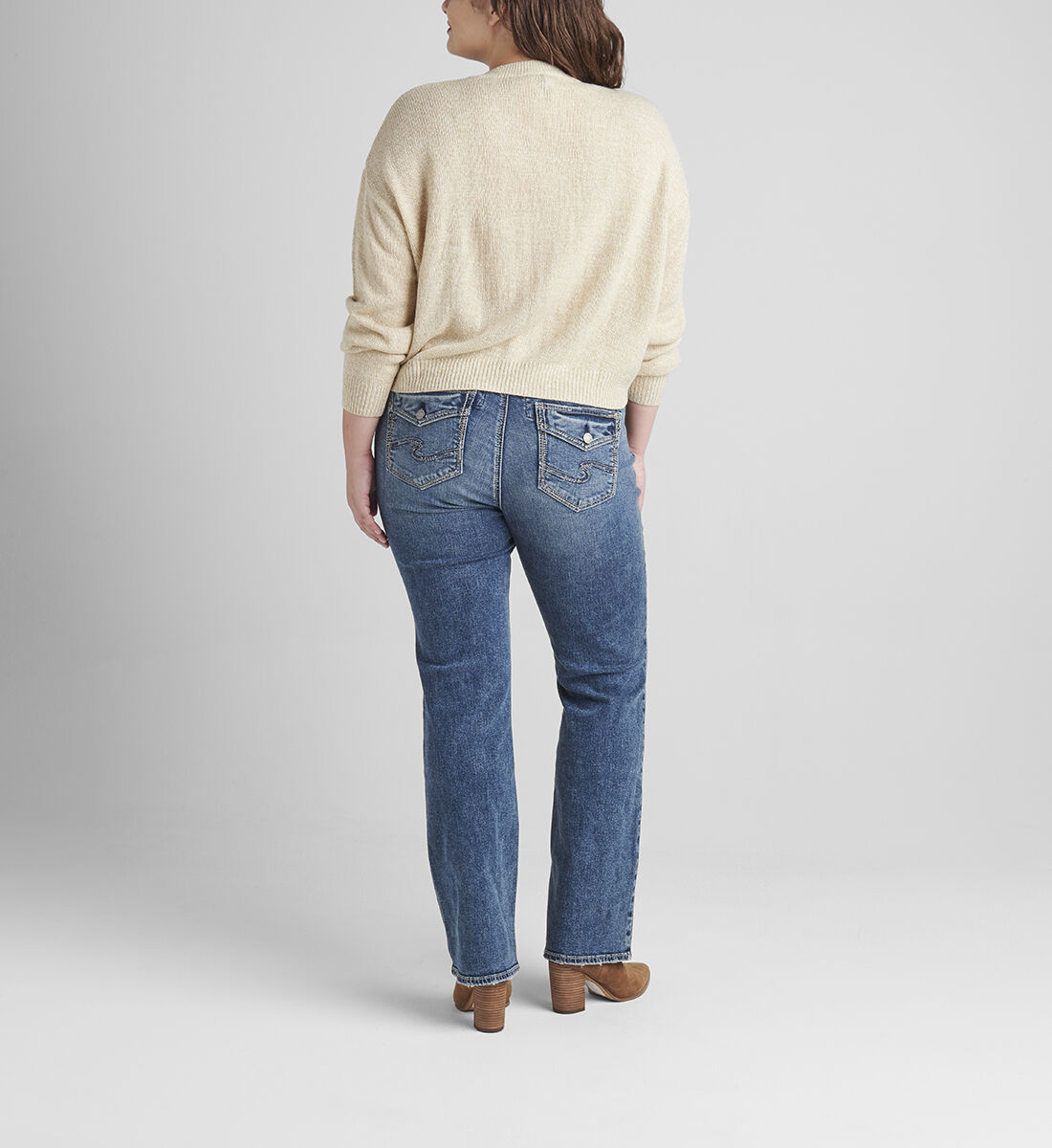Elyse Mid Rise Slim Bootcut Jeans Plus Size Back
