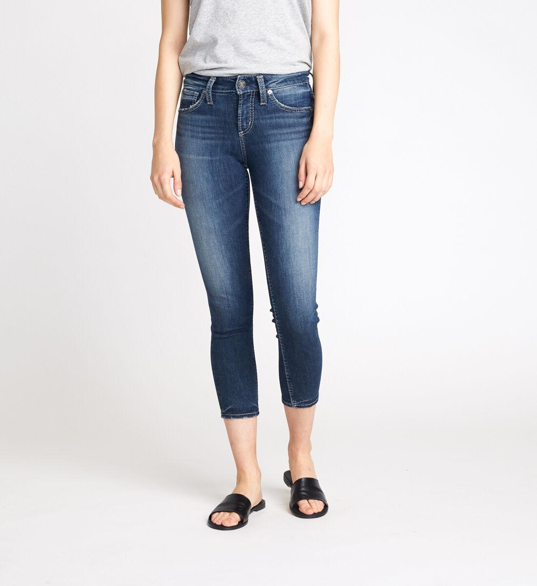 Silver avery discount skinny crop
