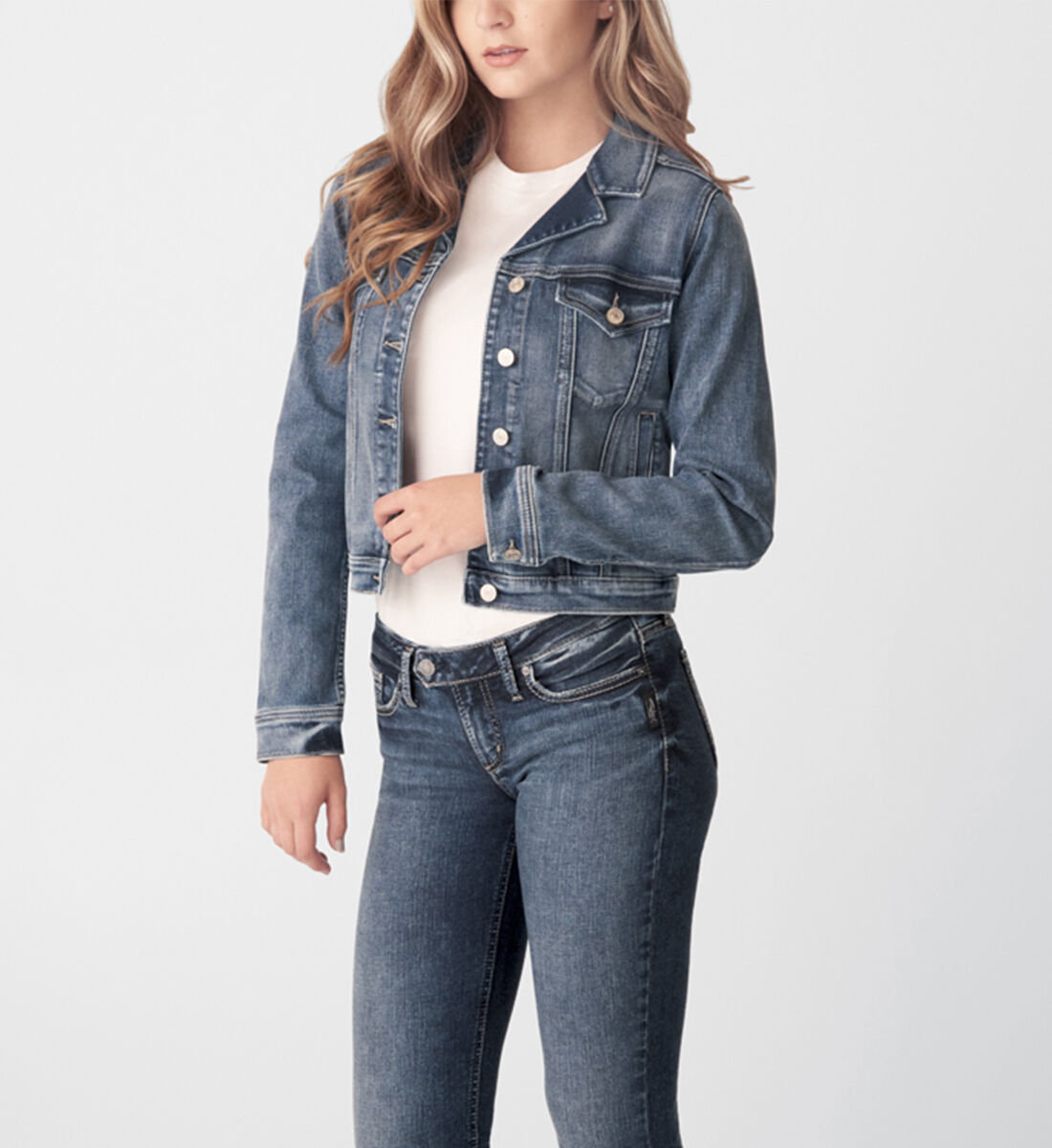 Cropped denim jean store jacket