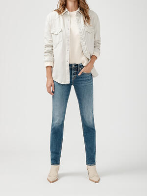 Suki Mid Rise Straight Leg Luxe Stretch Jeans