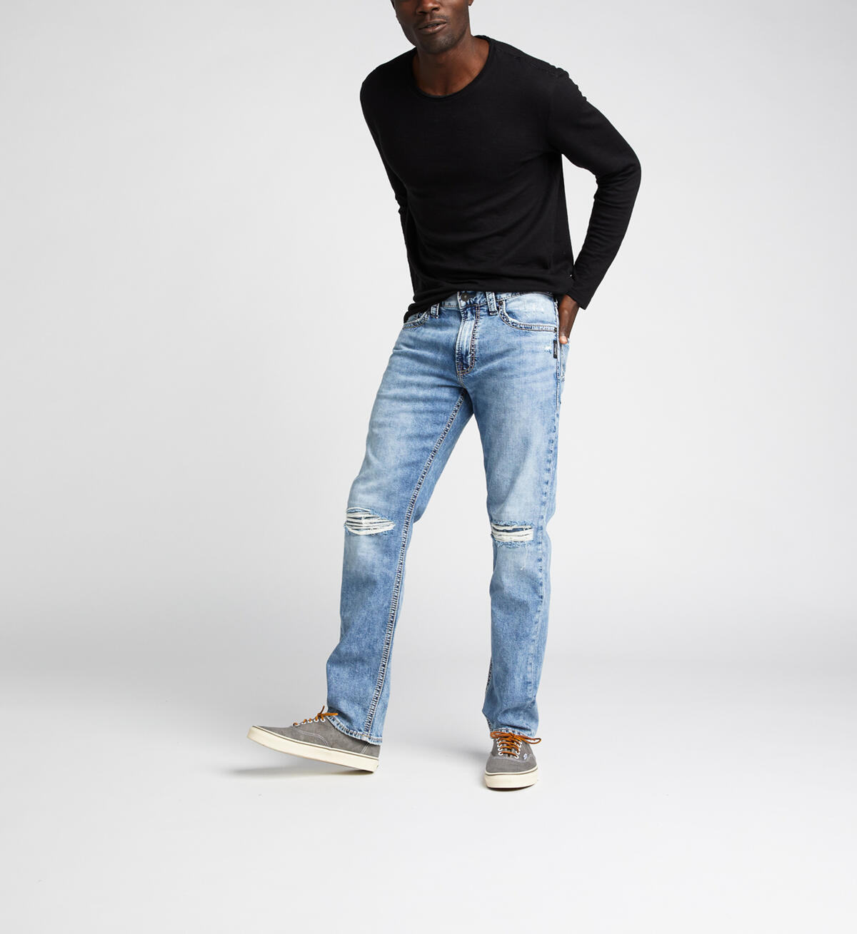 Eddie Relaxed Fit Tapered Leg Jeans, Indigo, hi-res image number 3