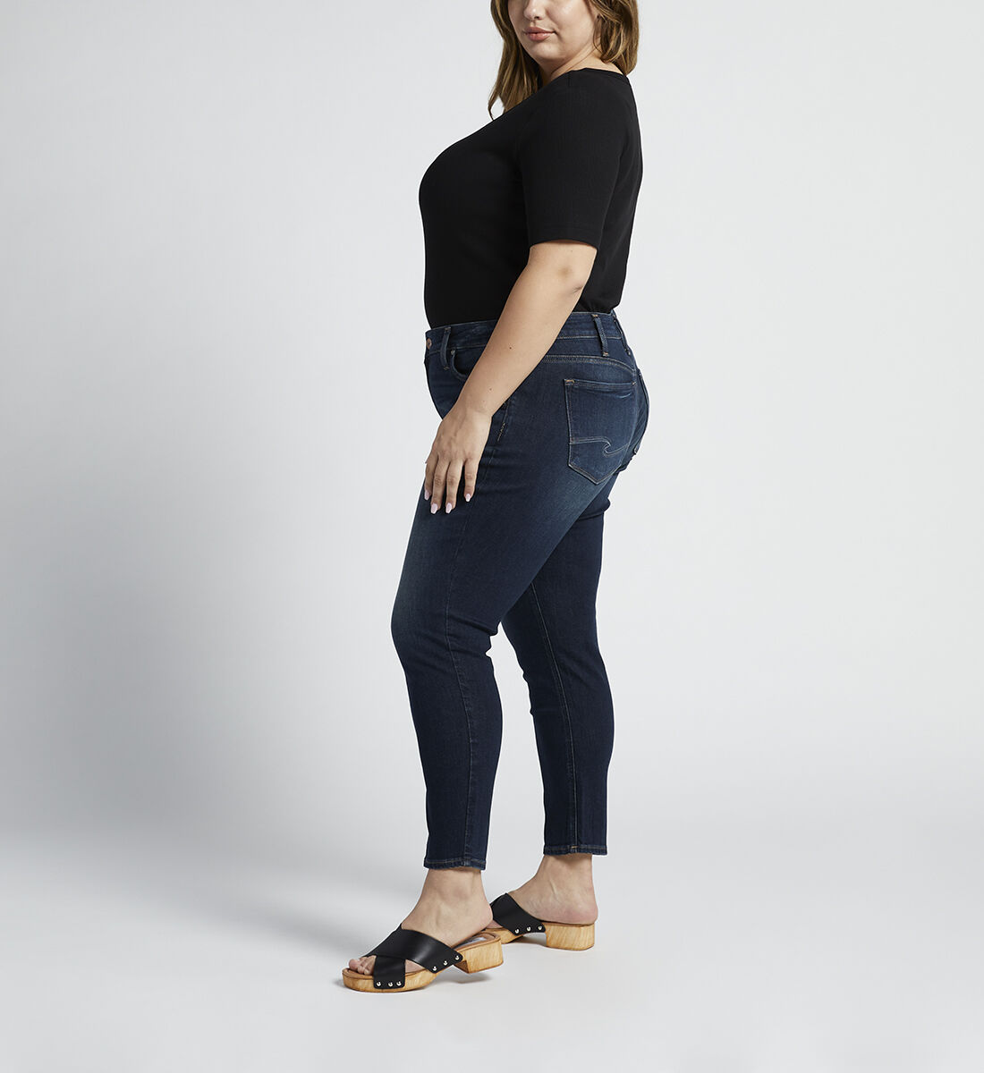 Elyse Mid Rise Skinny Crop Jeans Plus Size Side