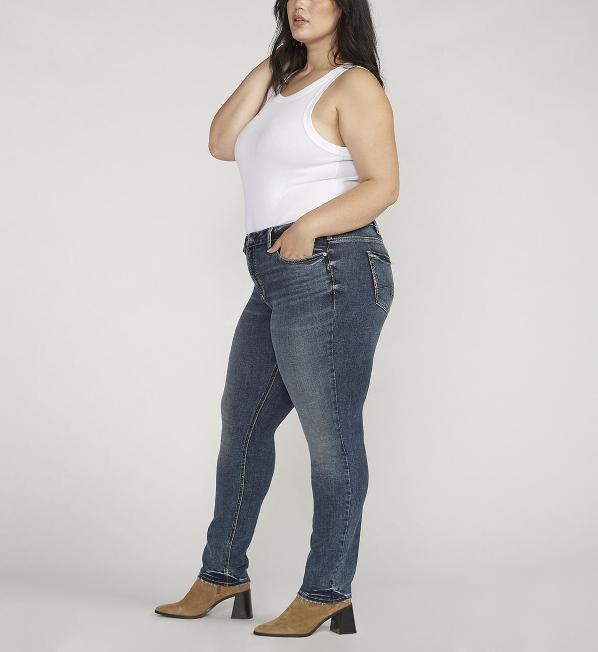 Suki Mid Rise Straight Leg Jeans Plus Size, Indigo, hi-res image number 2