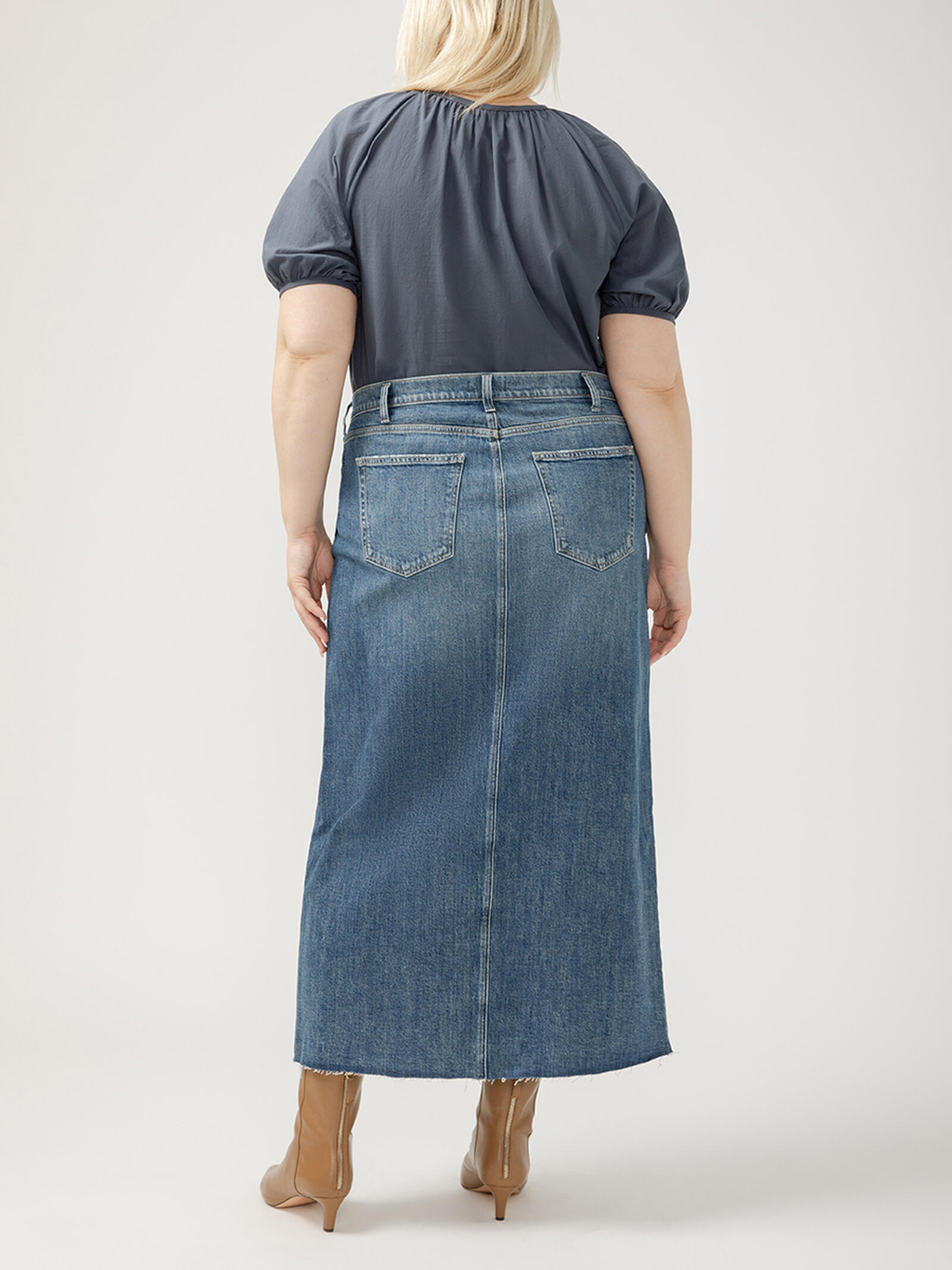 Buy Front-Slit Maxi Jean Skirt Plus Size for USD Silver Jeans