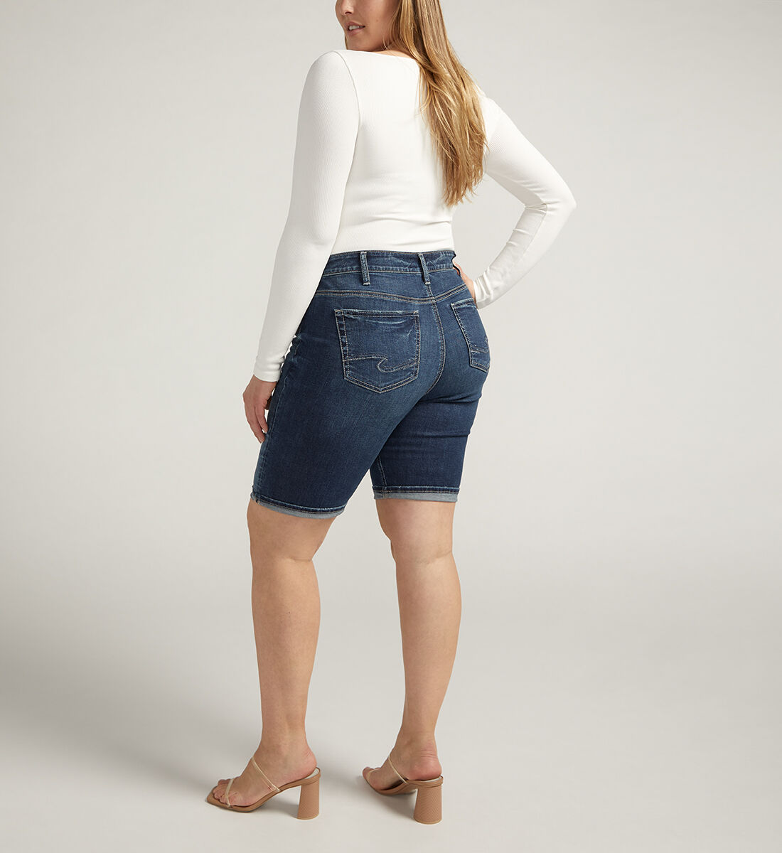 Plus size bermuda denim shorts sales