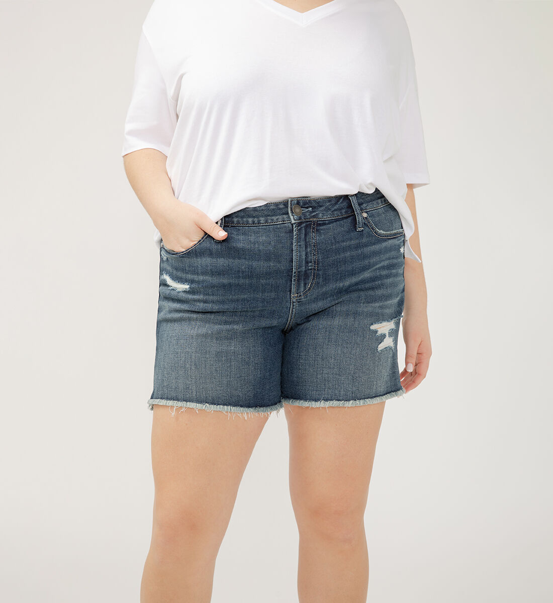 Buy Suki Mid Rise Luxe Stretch Shorts Plus Size for USD