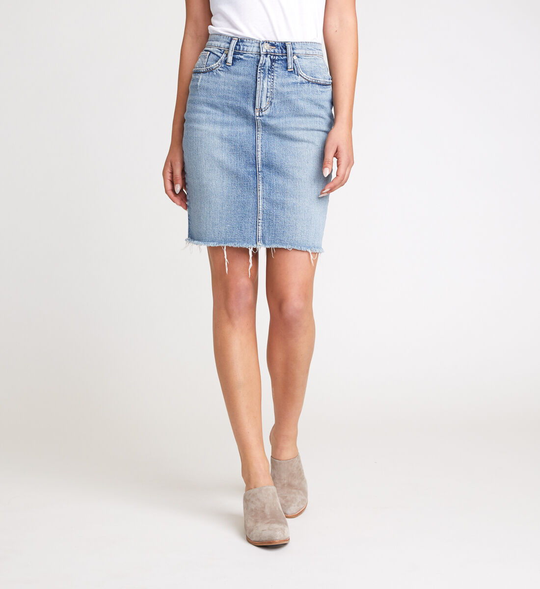 Silver jean deals skirt