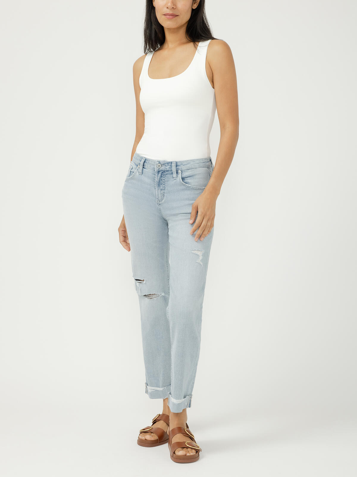 Chelsea Mid Rise Straight Leg Luxe Stretch Jeans image number 0