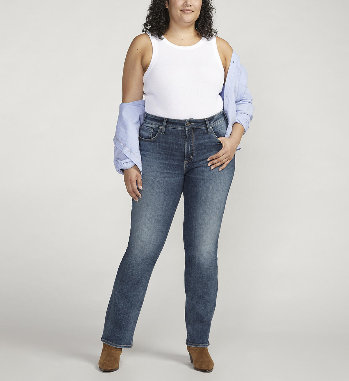 Avery High Rise Slim Bootcut Jeans Plus Size, , hi-res image number 0