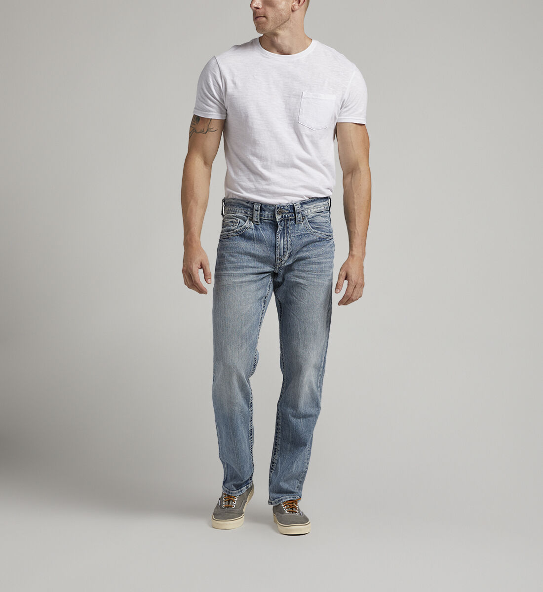 Jeans relaxed fit tapered leg best sale