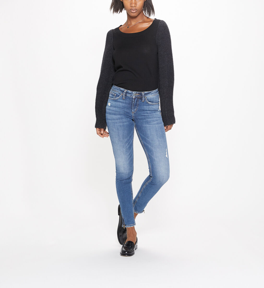 Buy Aiko Mid Rise Skinny Leg Jeans for USD 89.00 Silver Jeans US New