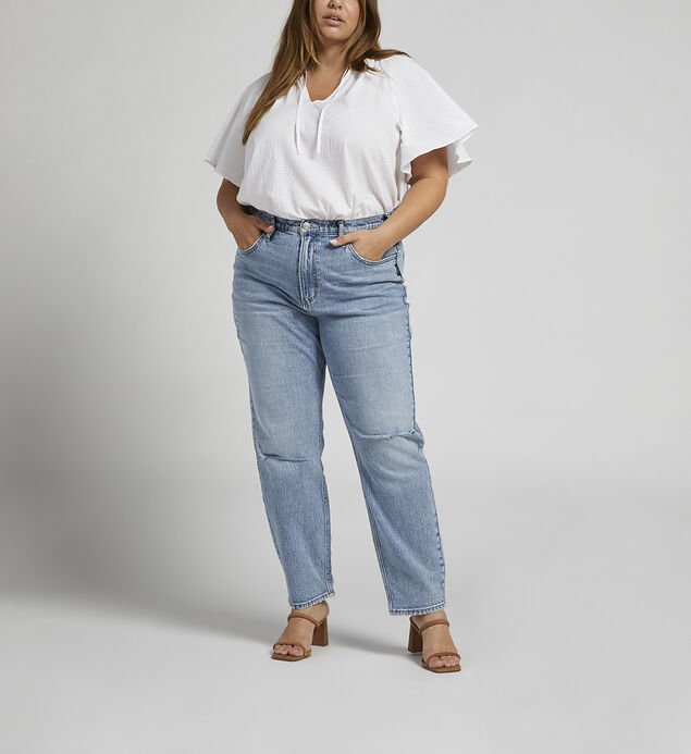Highly Desirable High Rise Slim Straight Leg Jeans Plus Size