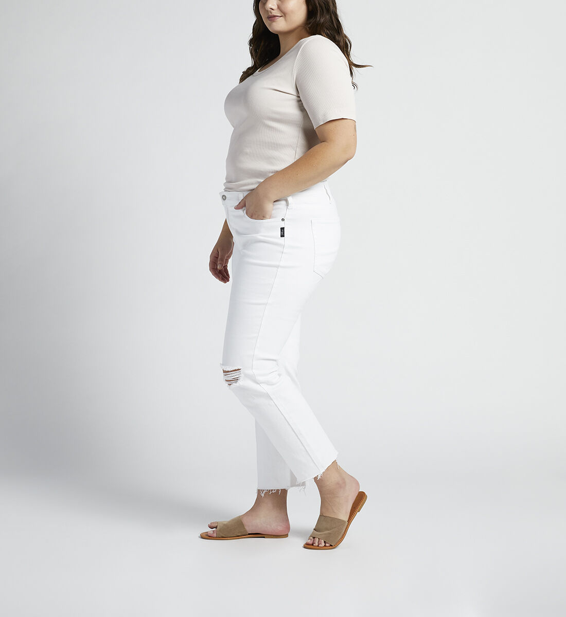 Most Wanted Mid Rise Straight Crop Pants Plus Size Side
