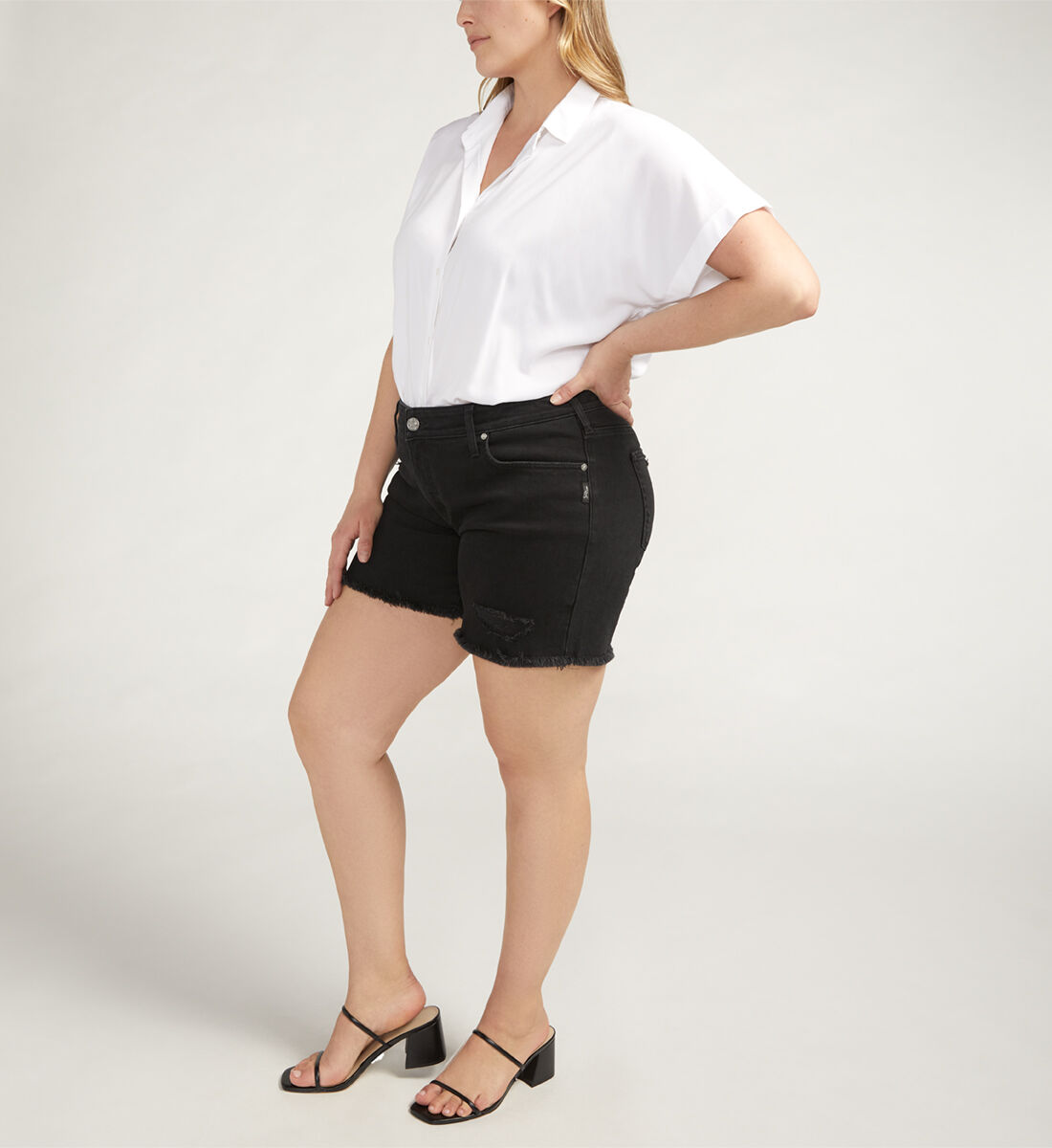 Plus size mid thigh shorts sales