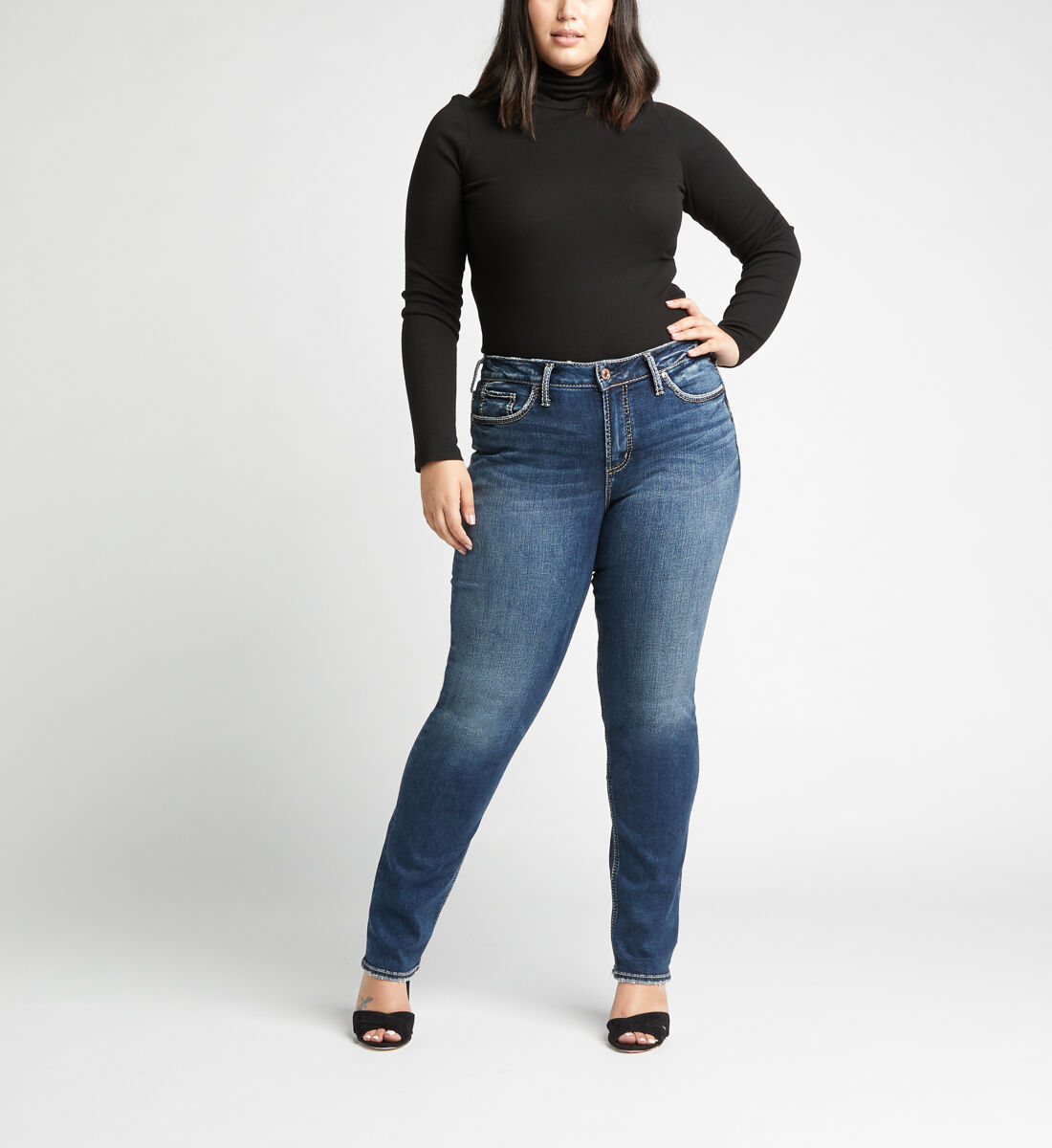 women's plus size silver jeans