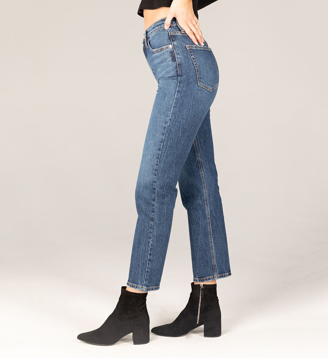 Highly Desirable Super High Rise Straight Leg Jeans Side