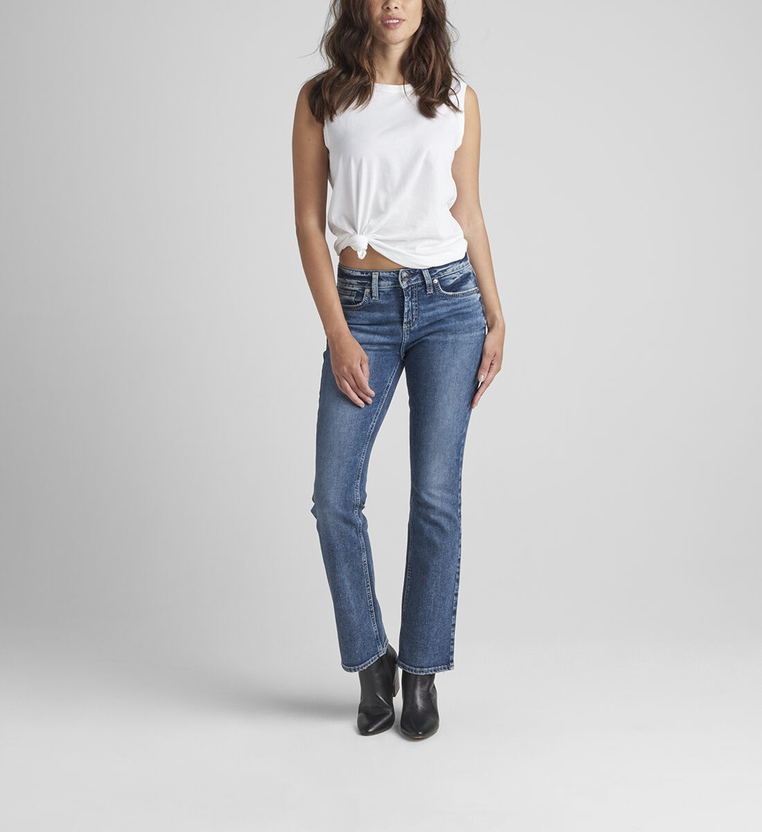 Elyse Mid Rise Slim Bootcut Jeans Front