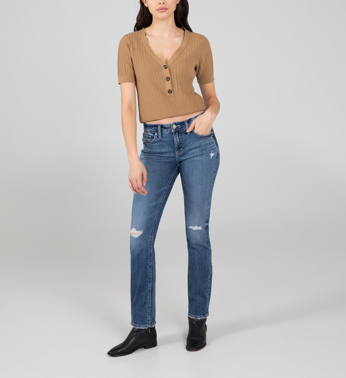 Elyse Mid Rise Straight Leg Jeans, , hi-res image number 0