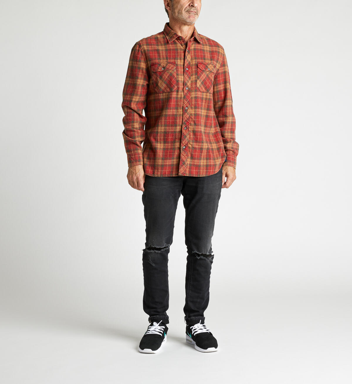 Cornell Long-Sleeve Plaid Shirt, Burgandy, hi-res image number 1