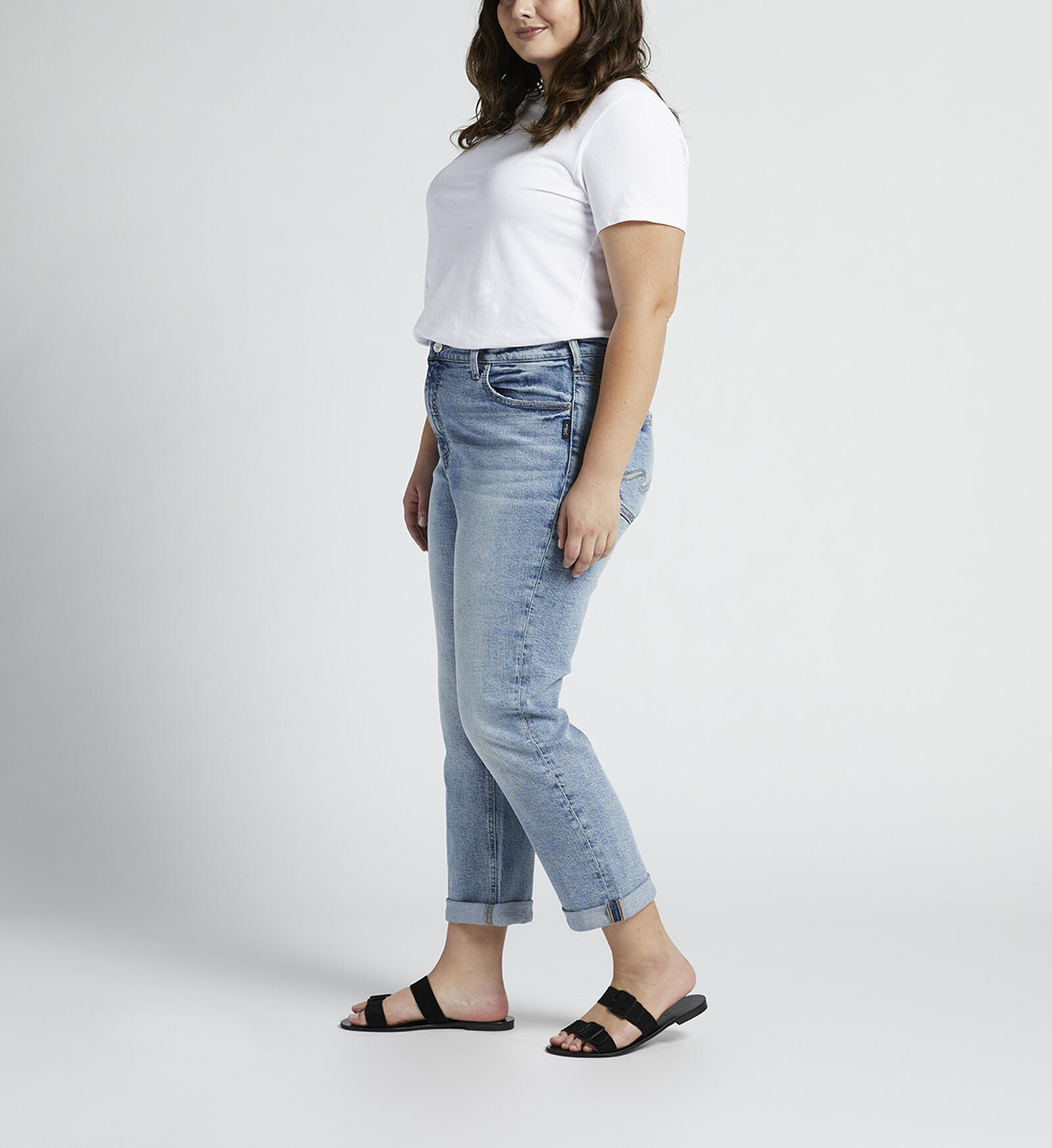 Buy 90s Boyfriend High Rise Slim Leg Jeans Plus Size for USD 88.00