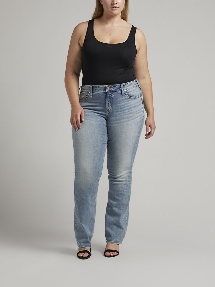 【BOK PLACE】Siwa Washing Slim Straight Long Bootcut Denim Suki Mid Rise Slim Bootcut Jeans