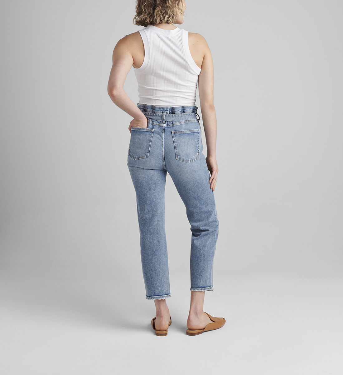 Paper Bag High Rise Straight Crop Jeans Back