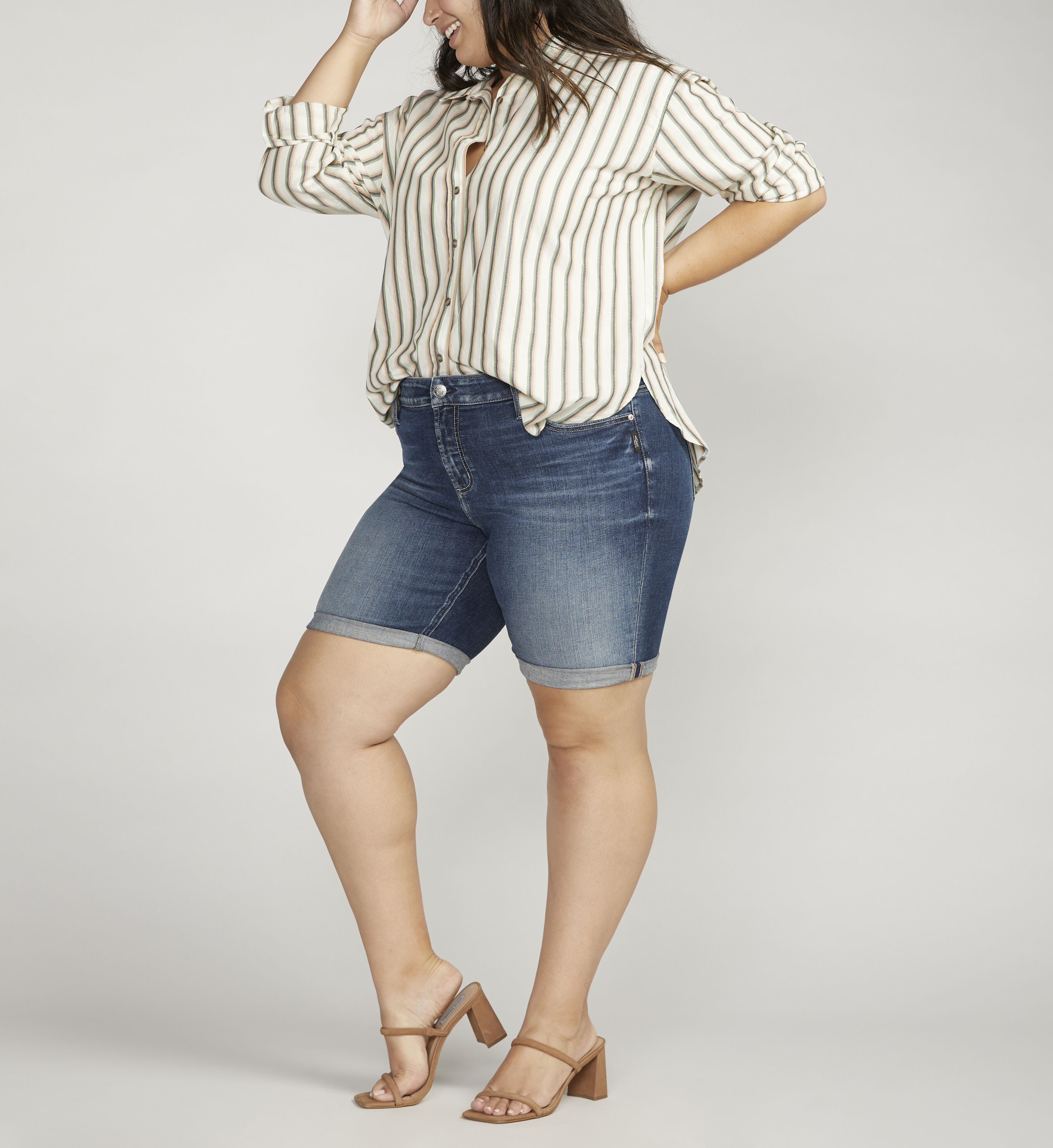 High waist bermuda shorts plus size on sale