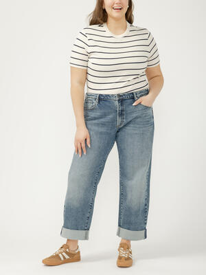 Relaxed Mid Rise Straight Leg Jeans Plus Size