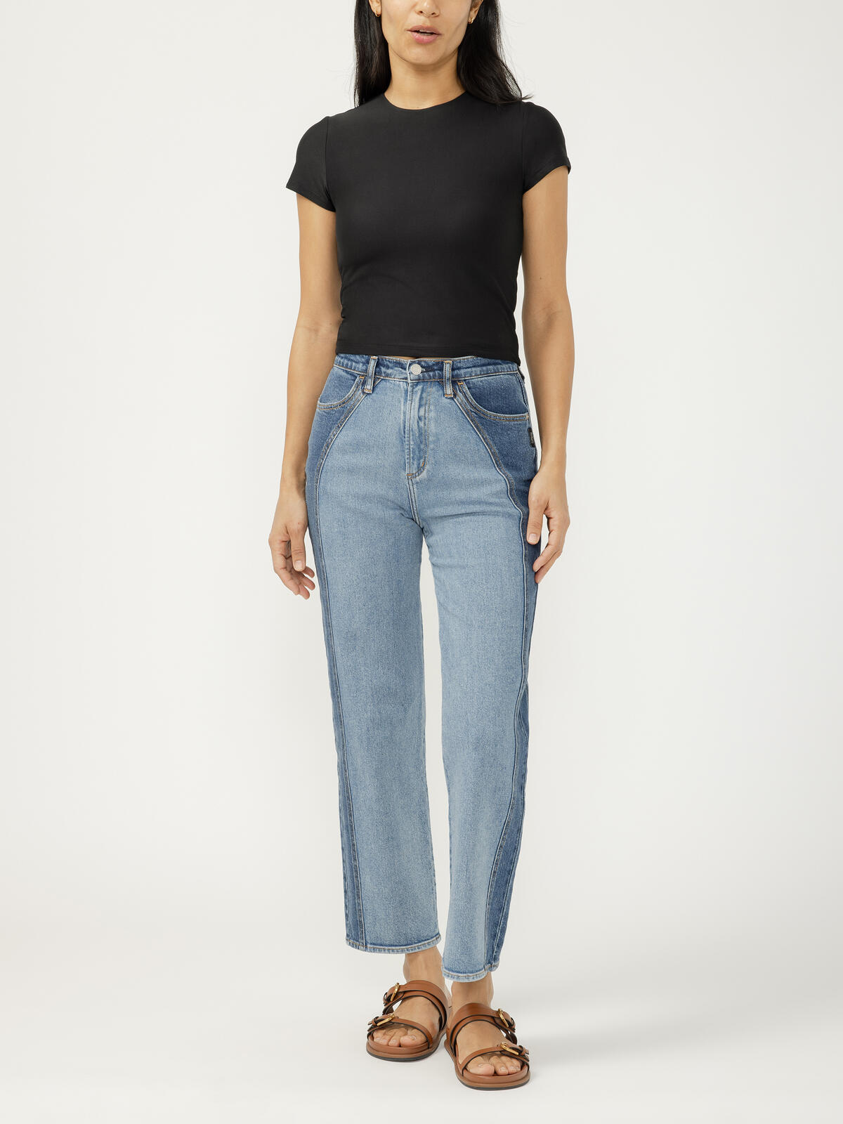 Highly Desirable Two-Tone Straight Leg Jeans image number 0