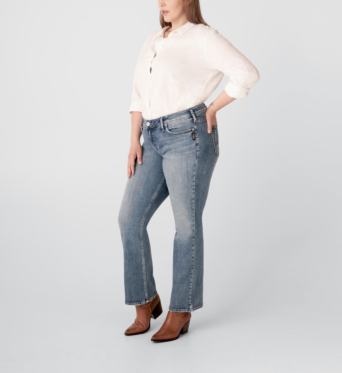 Elyse Mid Rise Slim Bootcut Jeans Plus Size, , hi-res image number 2