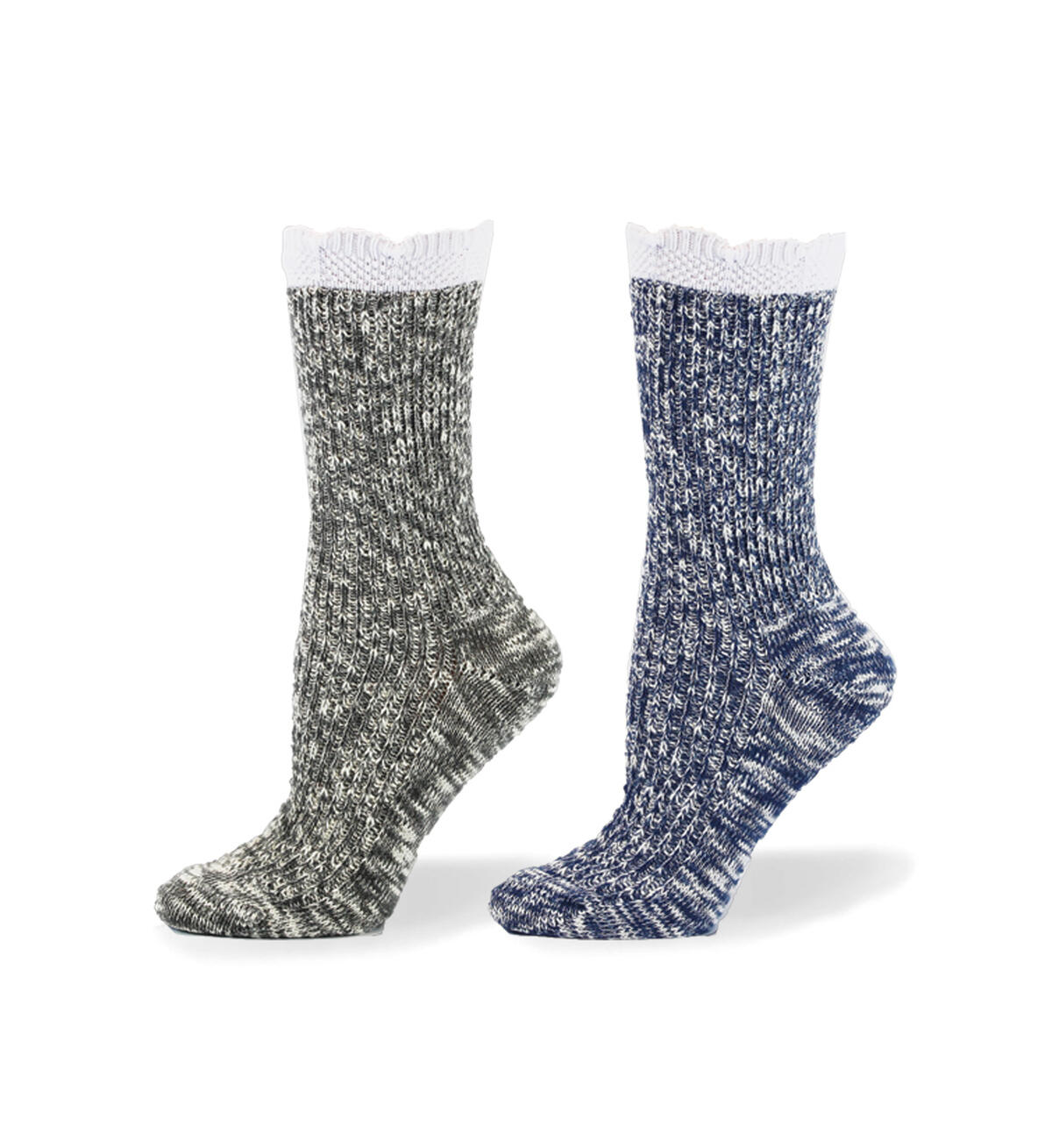 Scallop Slub Mid-Calf Socks, Light Grey, hi-res image number 0}