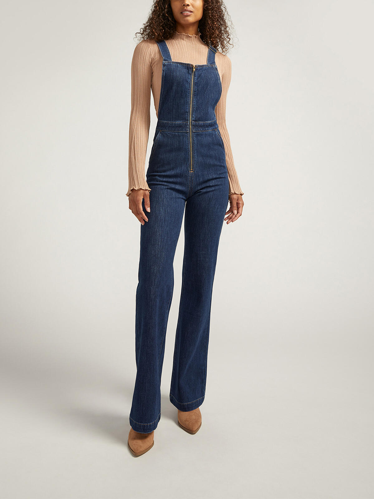 70s Flare Leg Overall Jeans, , hi-res image number 0