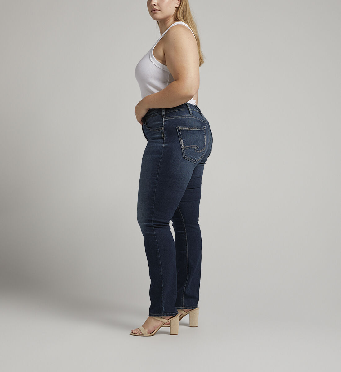Plus size high cheap waisted straight leg jeans