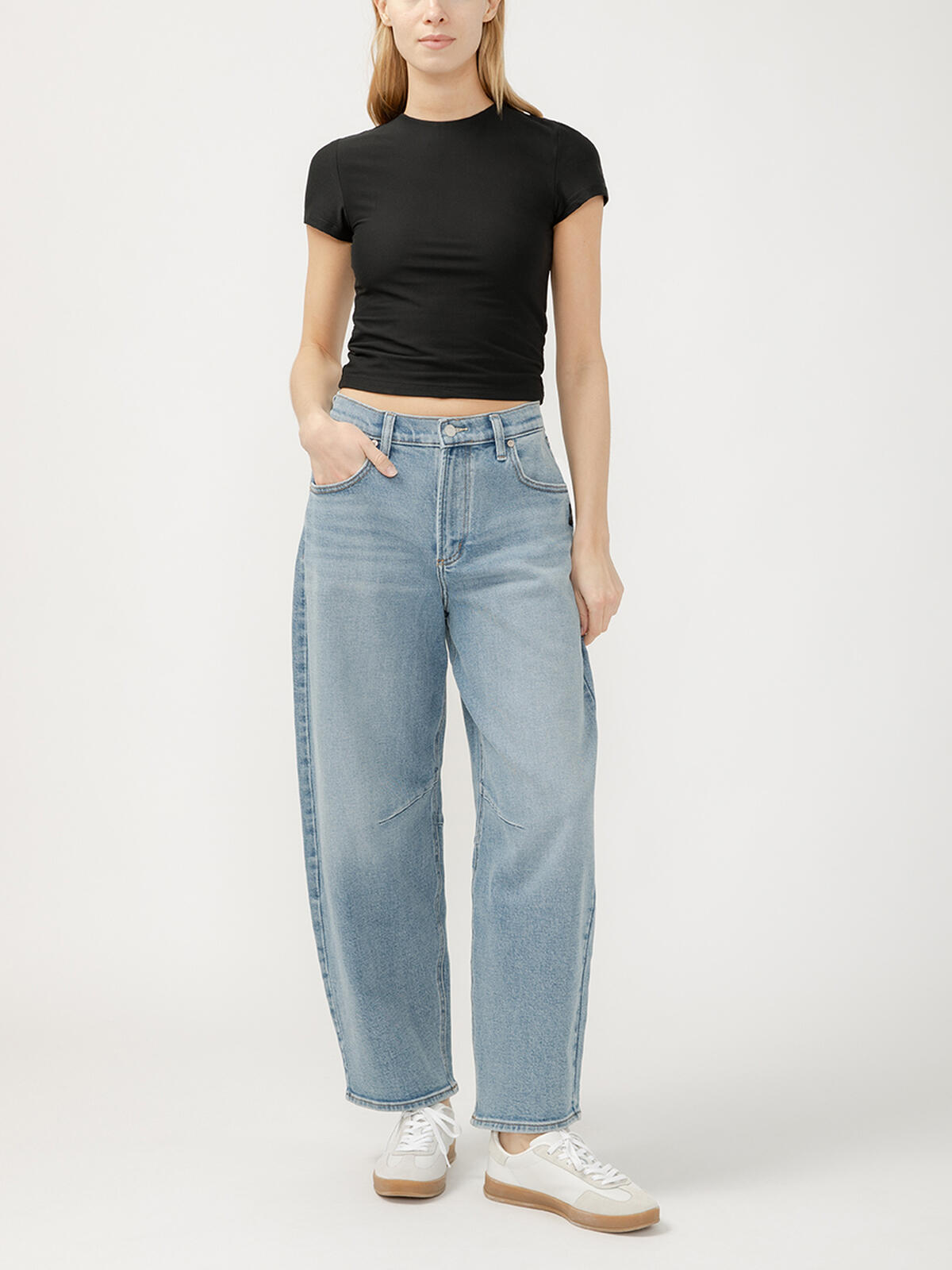 High Rise Barrel Leg Jeans, , hi-res image number 0