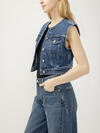 Cropped Denim Vest image number 5