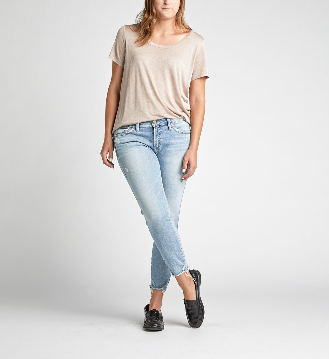 Buy Suki Mid Rise Curvy Skinny Crop Jeans for USD 74.00 Silver