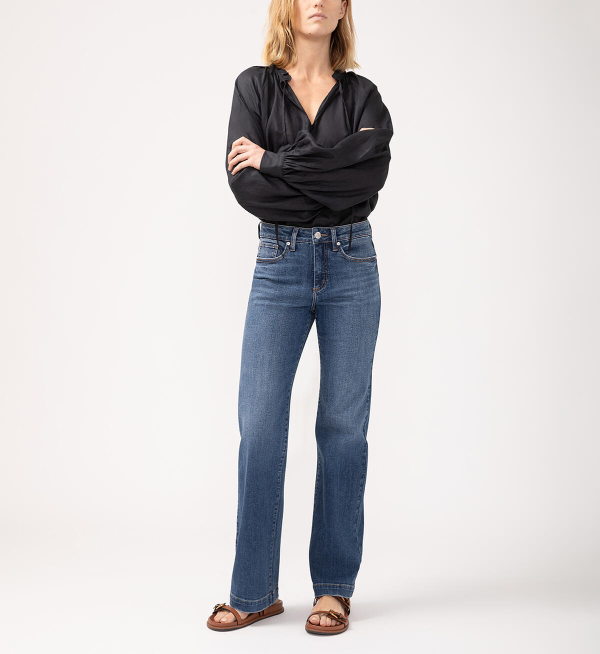 Avery High Rise Trouser Leg Jeans, , hi-res image number 0