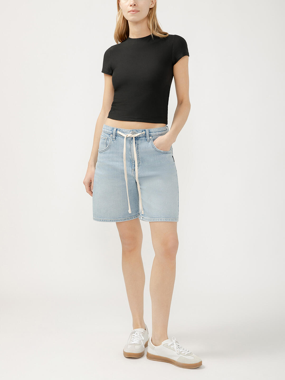 Be Easy High Rise Drawstring Long Shorts image number 0