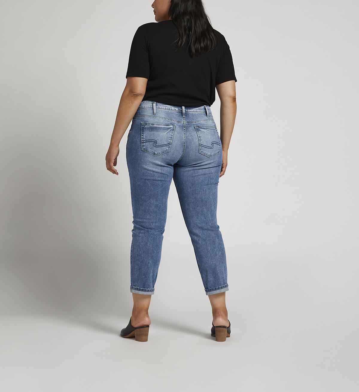 Boyfriend Mid Rise Slim Leg Jeans Plus Size, Indigo, hi-res image number 1