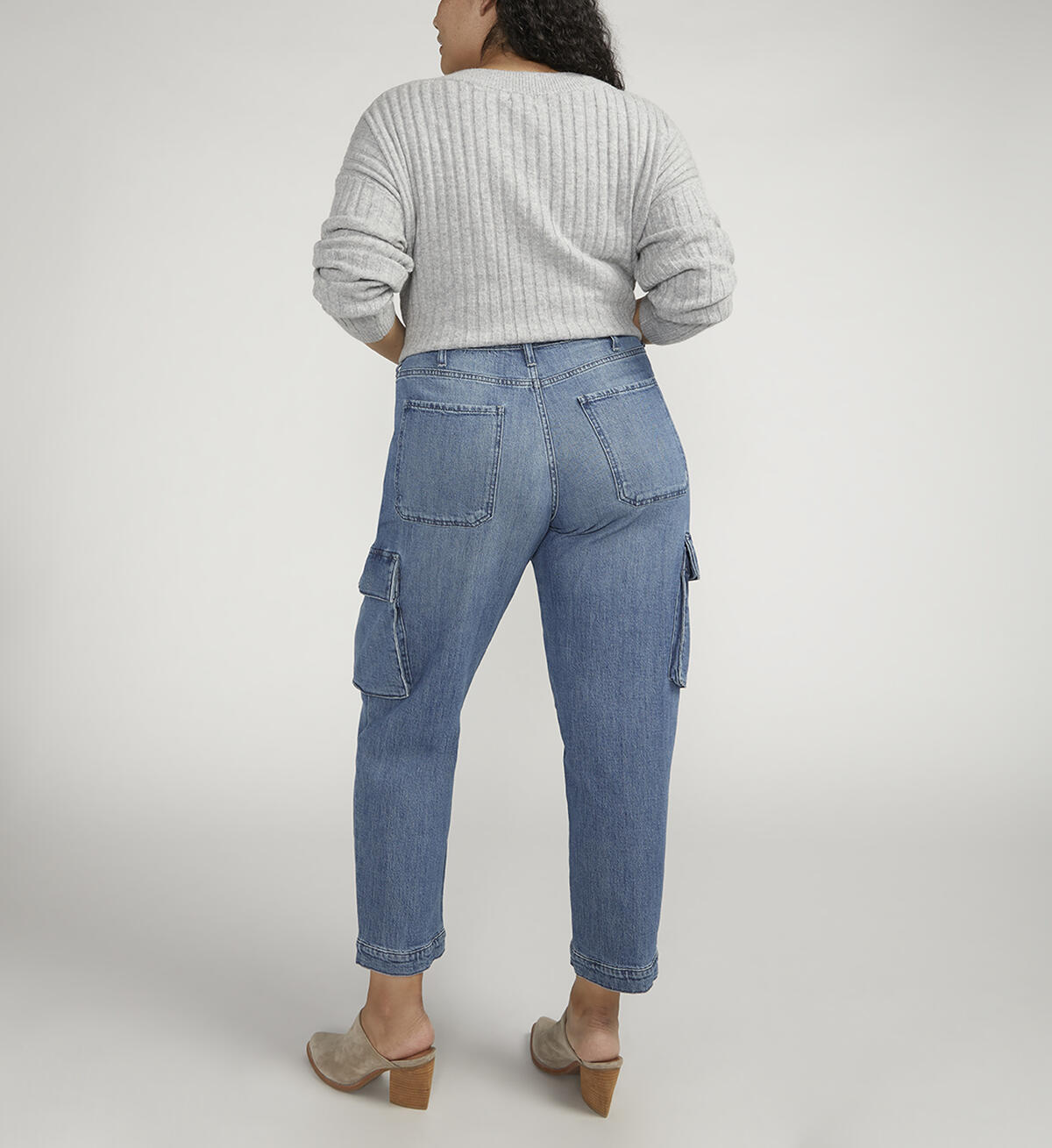 Denim High Rise Cargo Pants, , hi-res image number 1