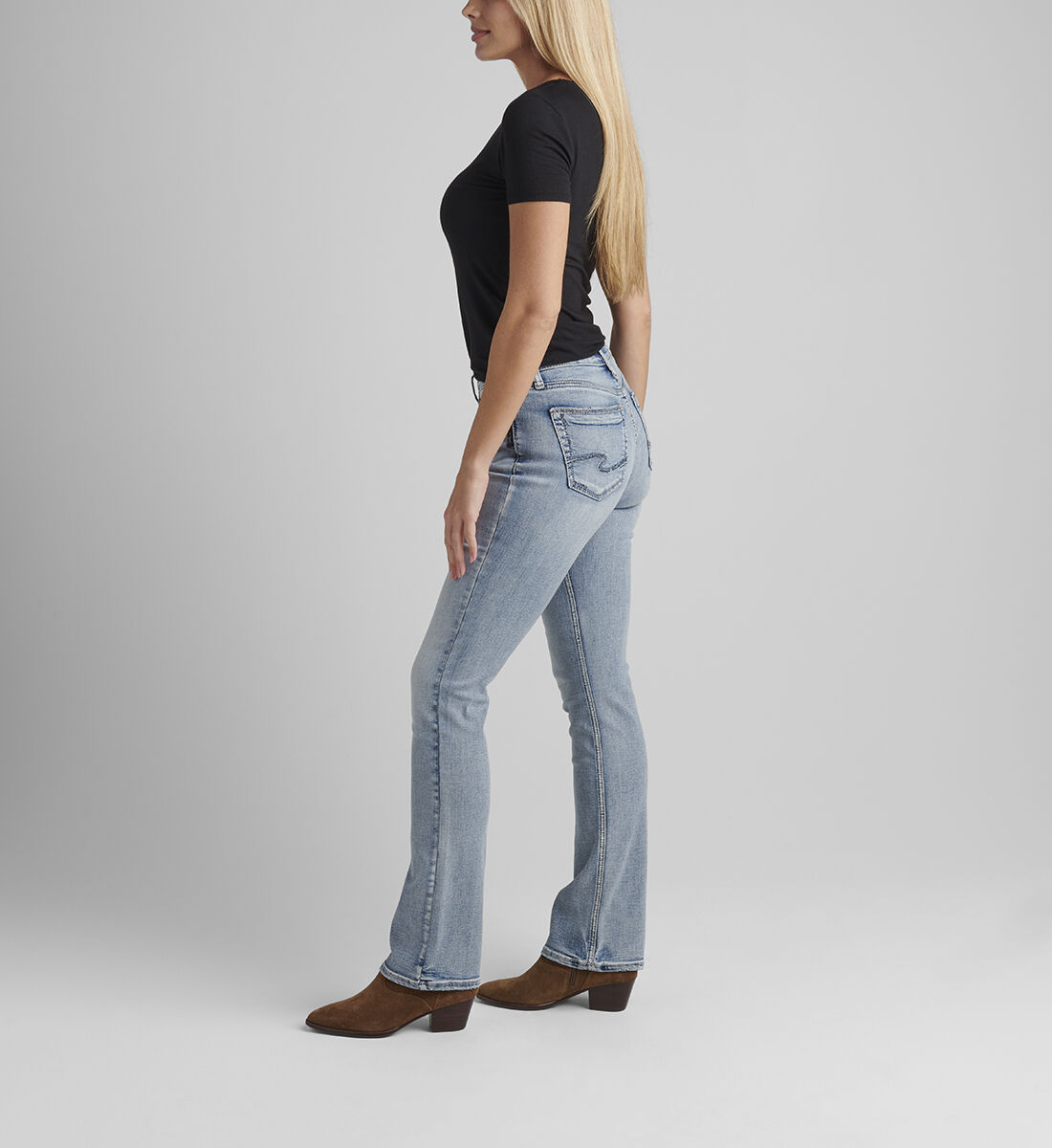 Suki Mid Rise Slim Bootcut Jeans Side