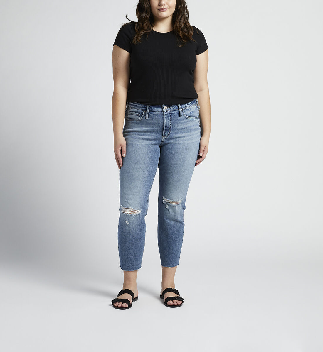 Most Wanted Mid Rise Straight Crop Jeans Plus Size Front