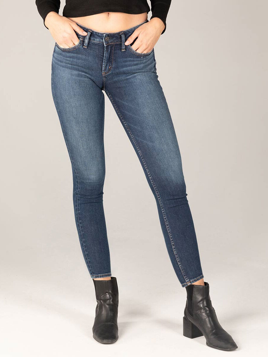 Suki Mid Rise Skinny Jeans - Silver 