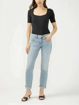 Boyfriend Mid Rise Slim Leg Jeans