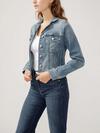 Notched Crop Jean Jacket image number 2