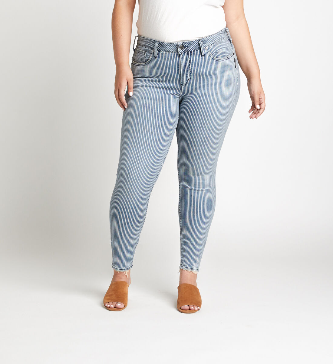 Pinstripe skinny jeans womens best sale